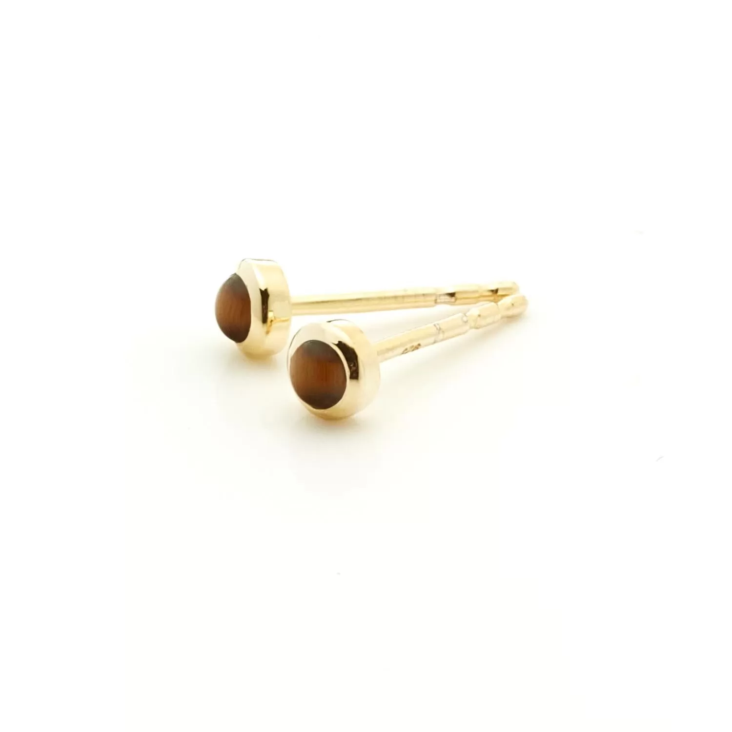 Superfine / Mini Tiger's Eye Studs / Gold