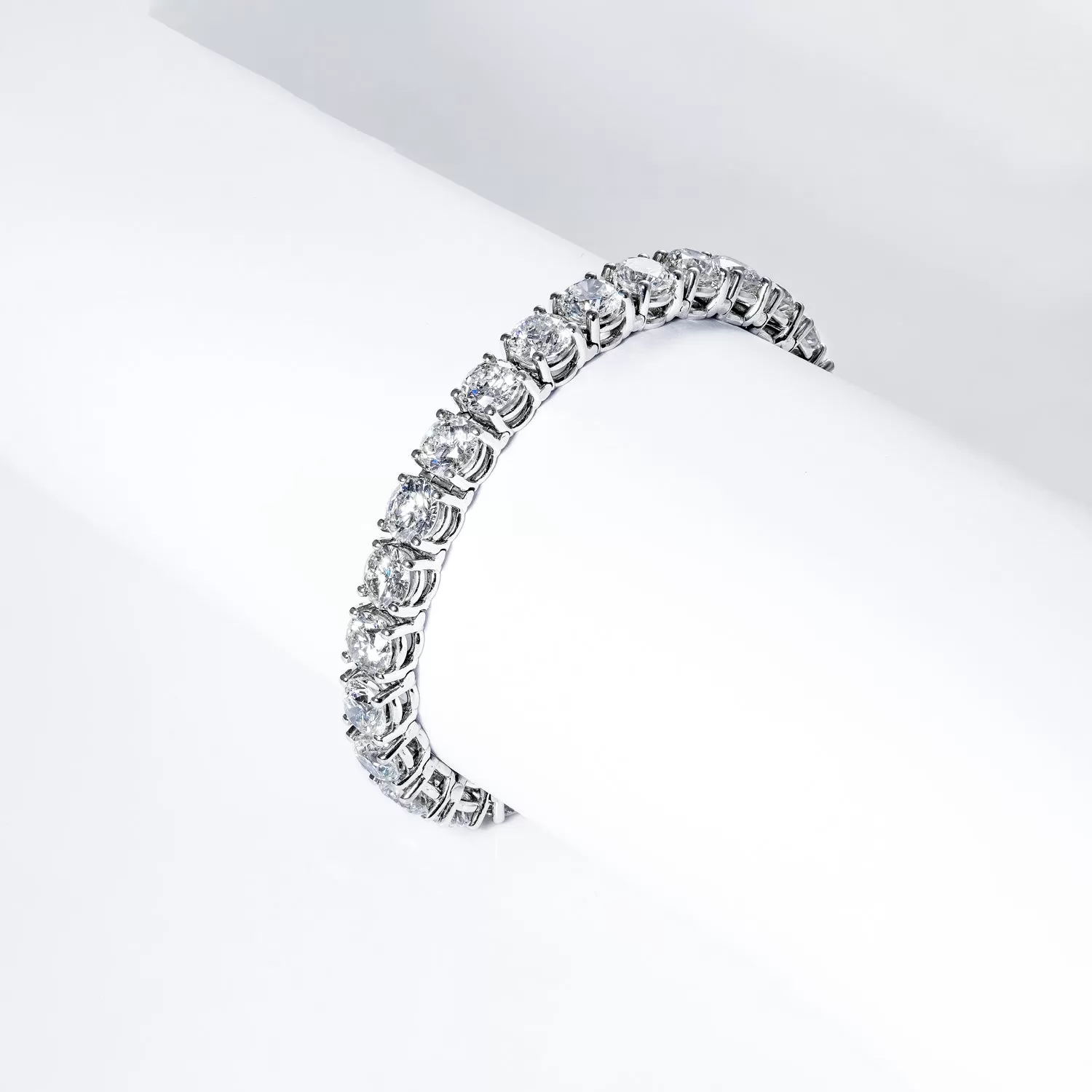 Tatum 27 Carat Round Brilliant Diamond Tennis Bracelet 1 carat each in 14k White Gold CLARITY ENHANCED