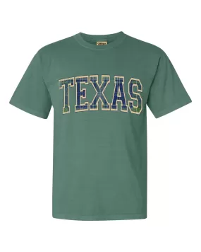 Texas Plaid Arch (Gold Outline) Green Tee