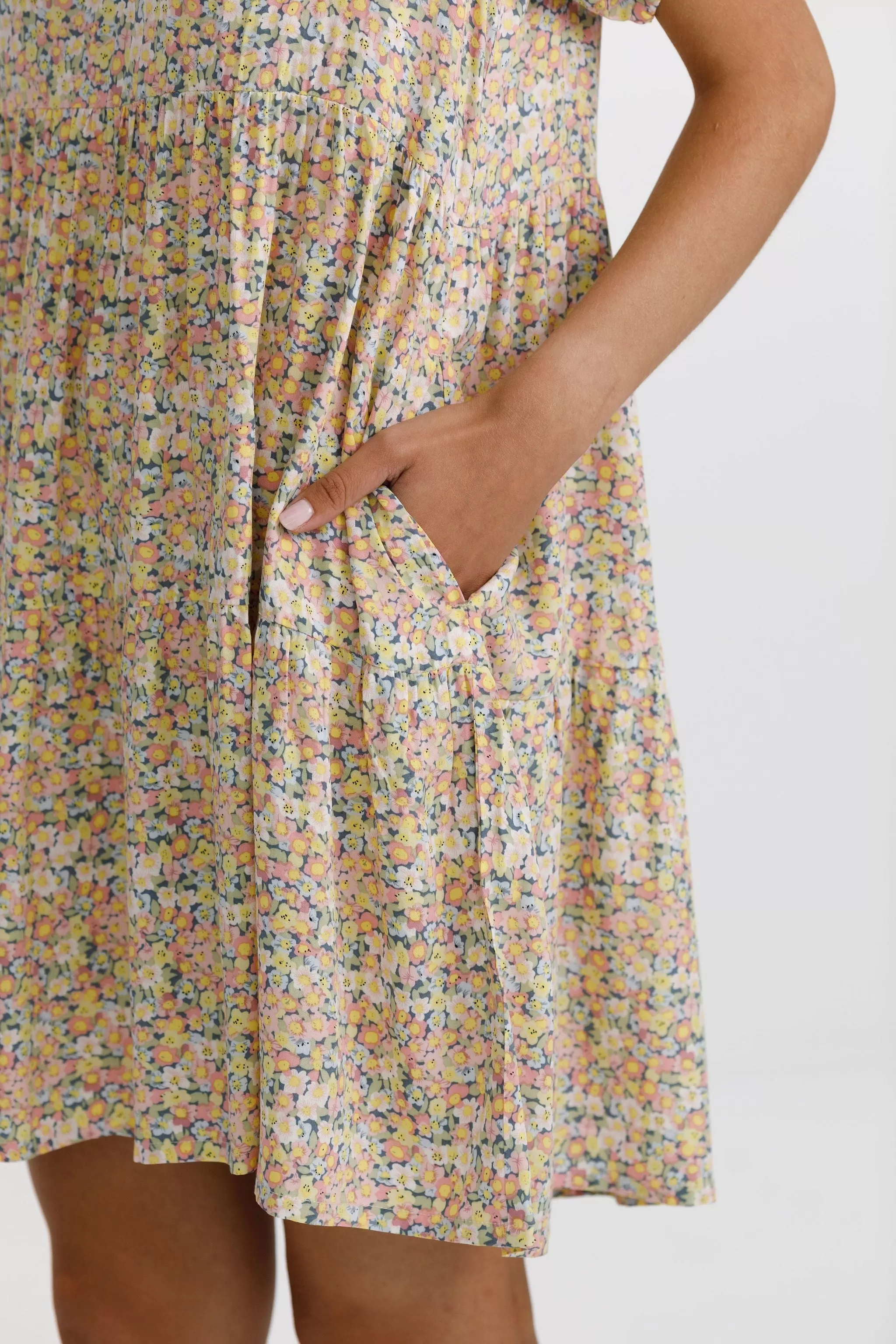 The Whirl SS Smock Bloom Mini Dress