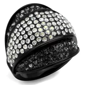 TK2200 IP Black(Ion Plating) Stainless Steel Ring with Top Grade Crystal in Multi Color