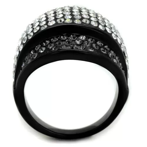 TK2200 IP Black(Ion Plating) Stainless Steel Ring with Top Grade Crystal in Multi Color