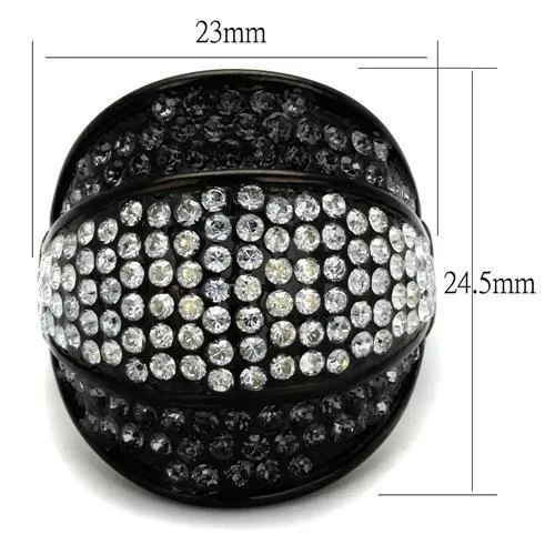 TK2200 IP Black(Ion Plating) Stainless Steel Ring with Top Grade Crystal in Multi Color