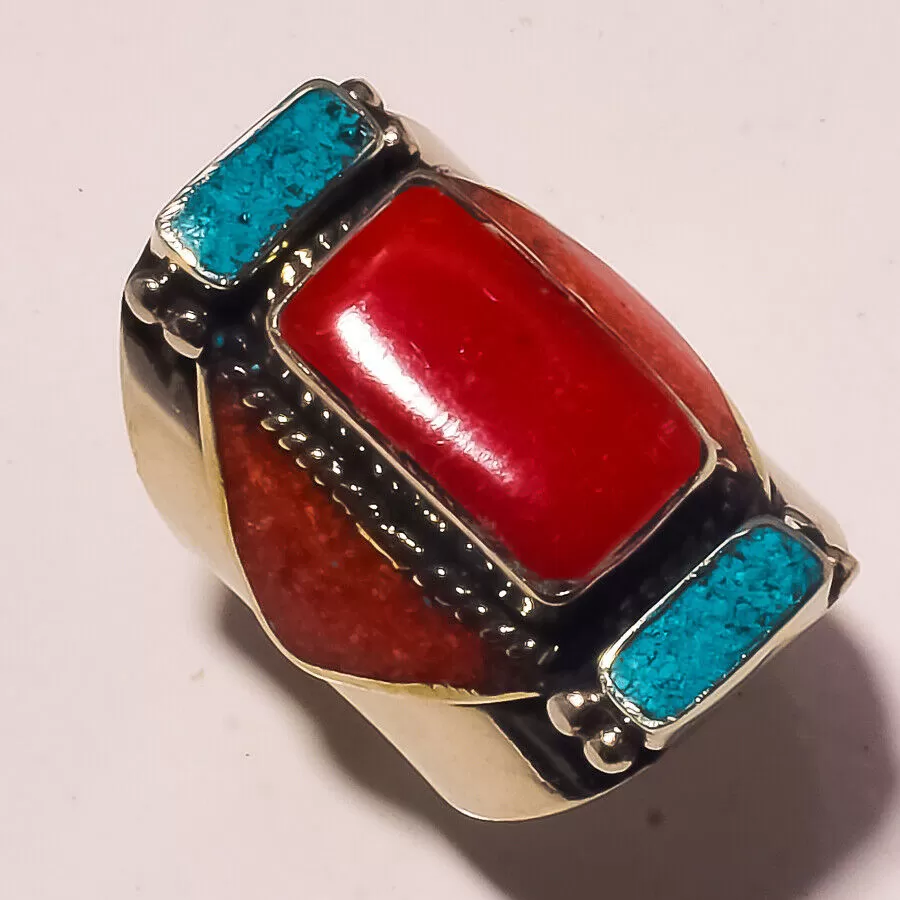 Turquoise Gemstone Nepali Ring Size10