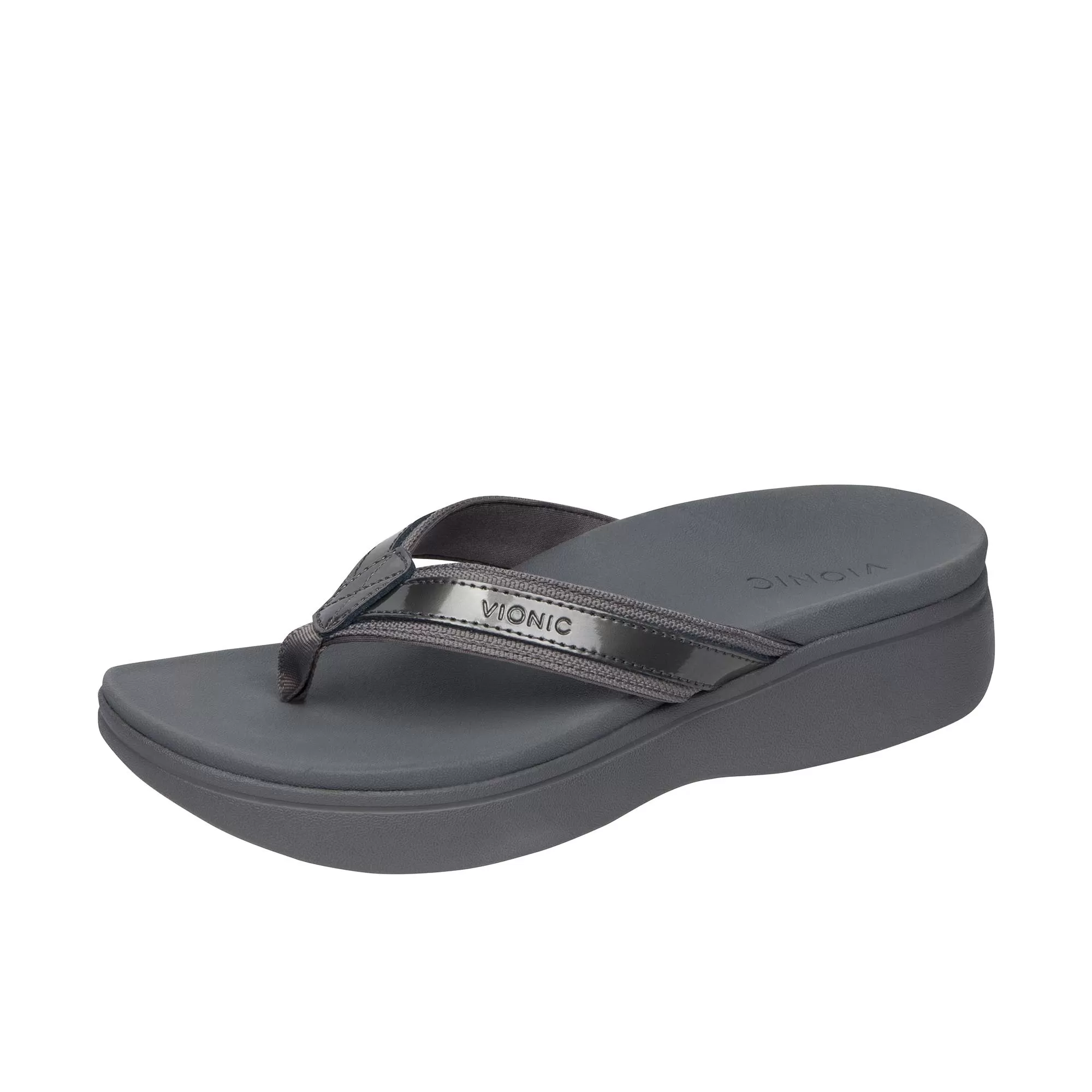 Vionic Womens High Tide II Platform Sandal  Pewter