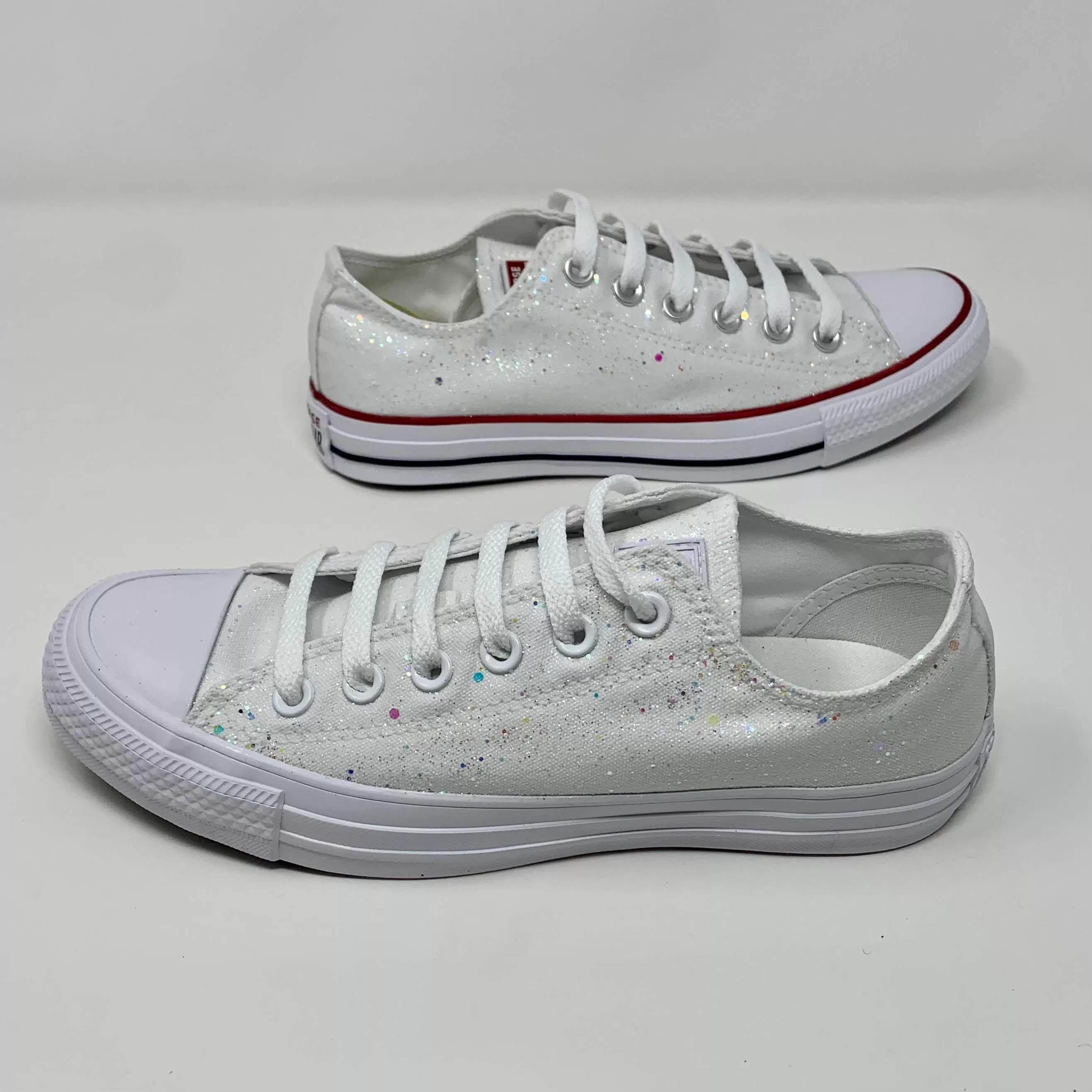 White Crystal Glitter Low Converse