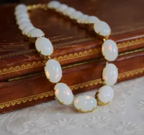 White Opal Crystal Necklace - Large Oval