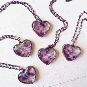 wild at heart // copper electroformed amethyst chip heart pendant necklace