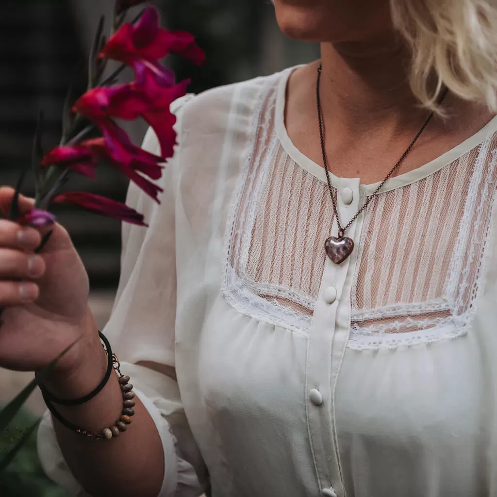 wild at heart // copper electroformed amethyst chip heart pendant necklace