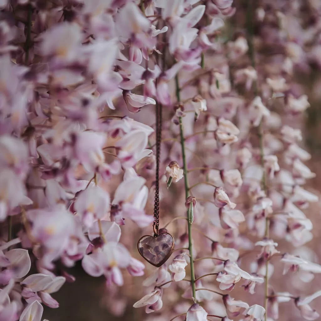 wild at heart // copper electroformed amethyst chip heart pendant necklace