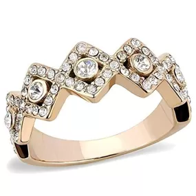 WildKlass Stainless Steel Ring IP Rose Gold Women Top Grade Crystal Clear