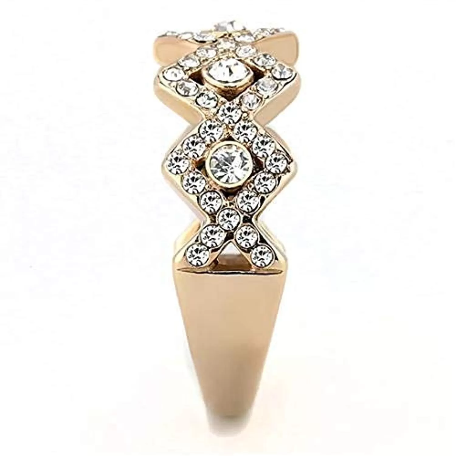 WildKlass Stainless Steel Ring IP Rose Gold Women Top Grade Crystal Clear