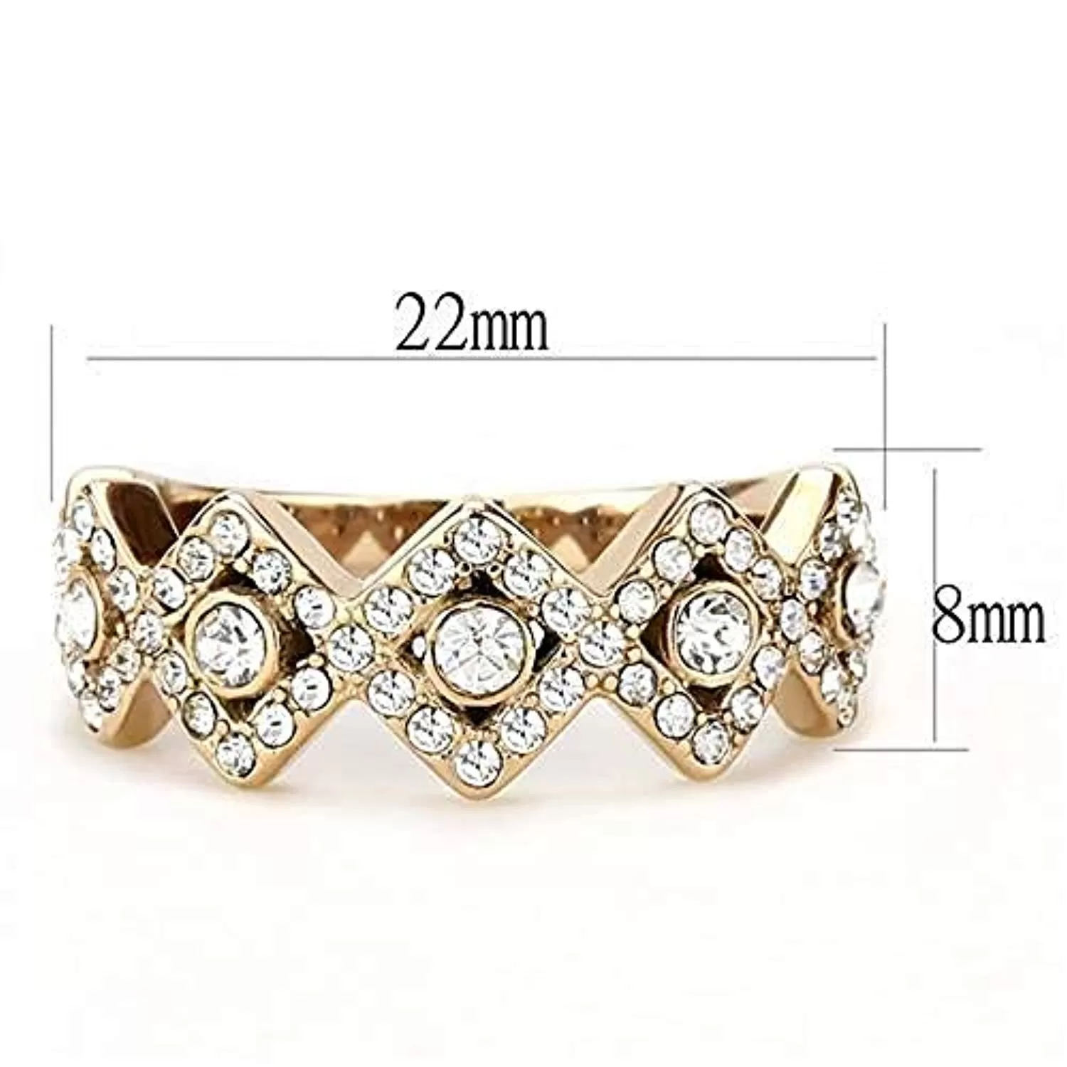 WildKlass Stainless Steel Ring IP Rose Gold Women Top Grade Crystal Clear