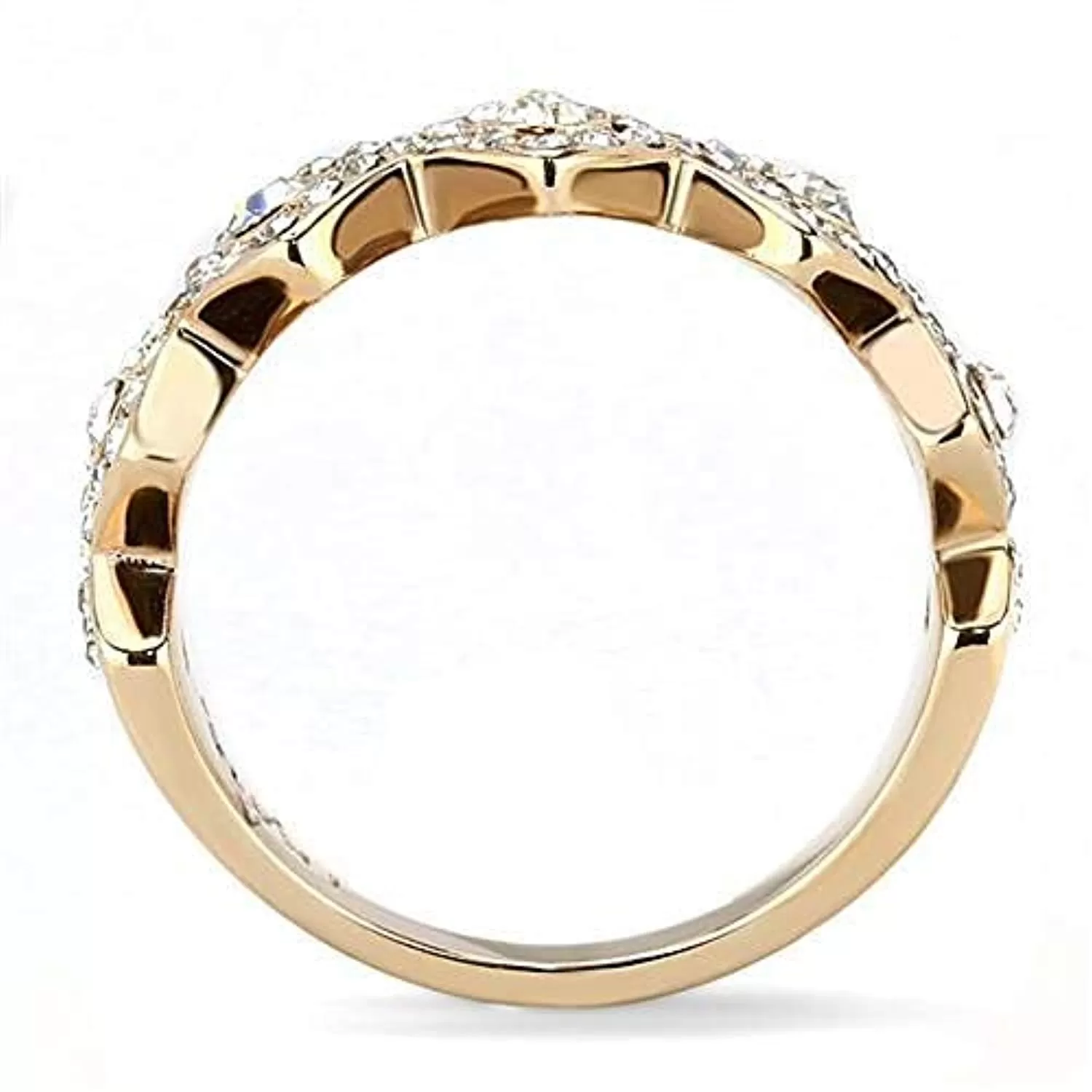 WildKlass Stainless Steel Ring IP Rose Gold Women Top Grade Crystal Clear