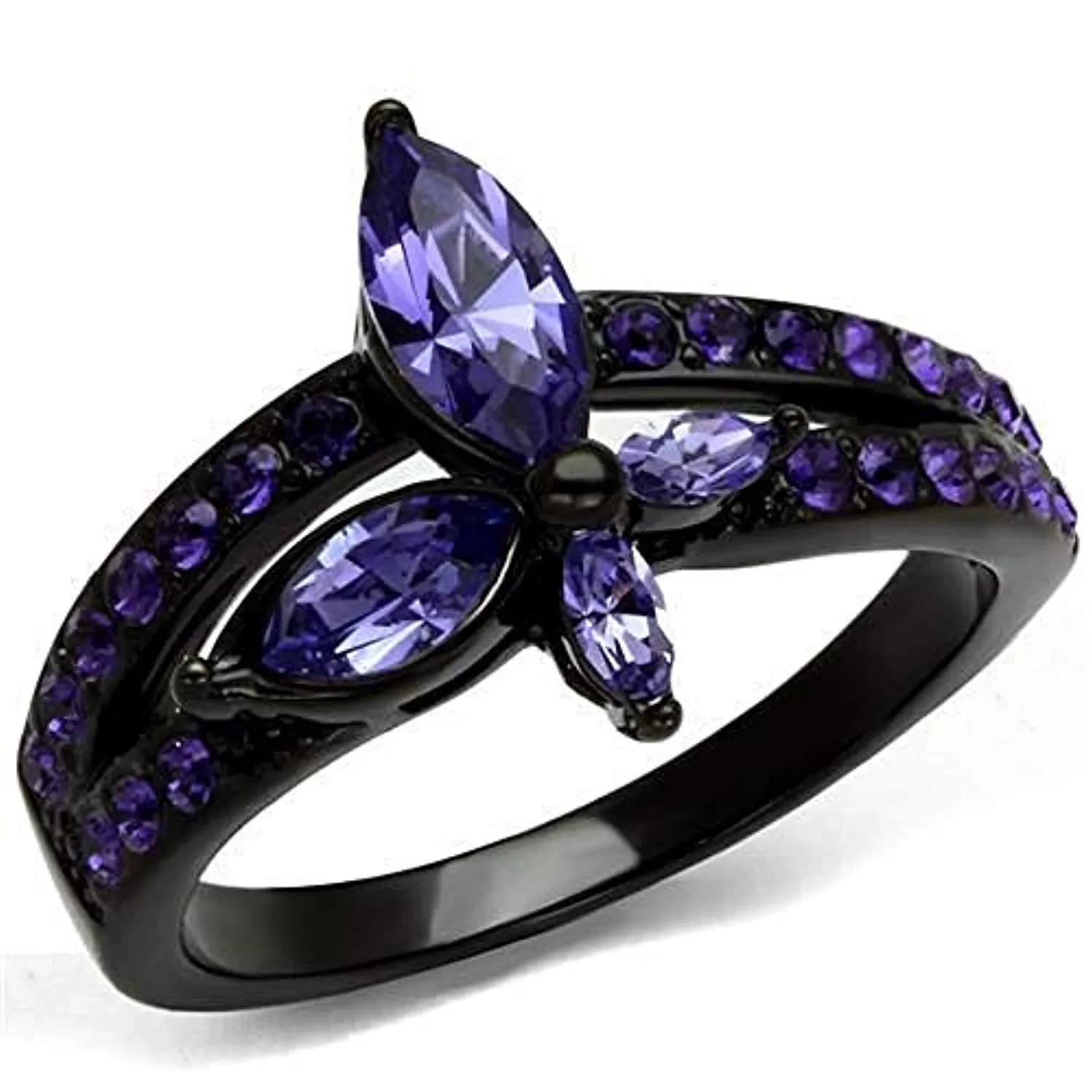 WildKlass Stainless Steel Ring IP Women Top Grade Crystal Tanzanite