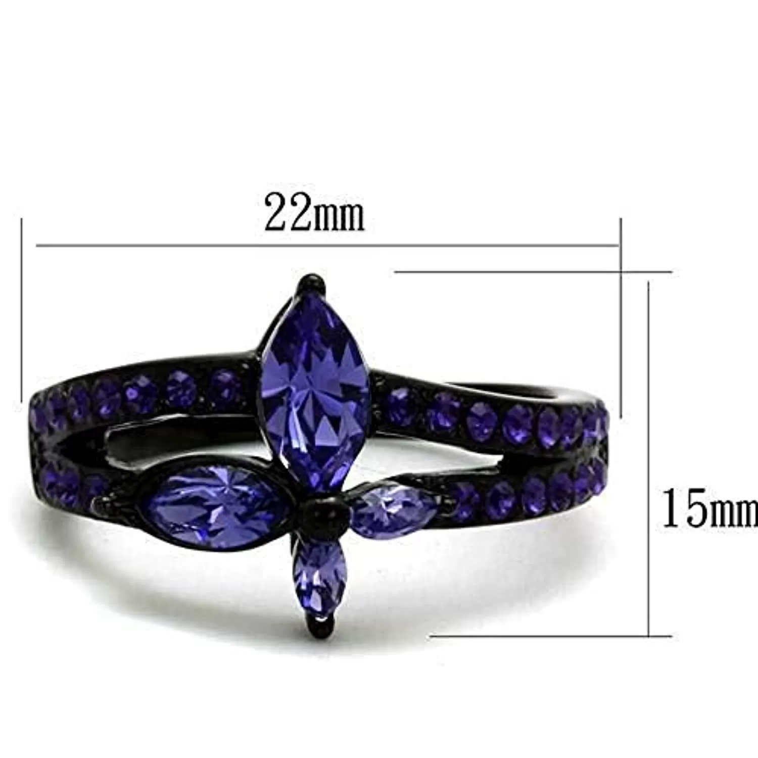 WildKlass Stainless Steel Ring IP Women Top Grade Crystal Tanzanite