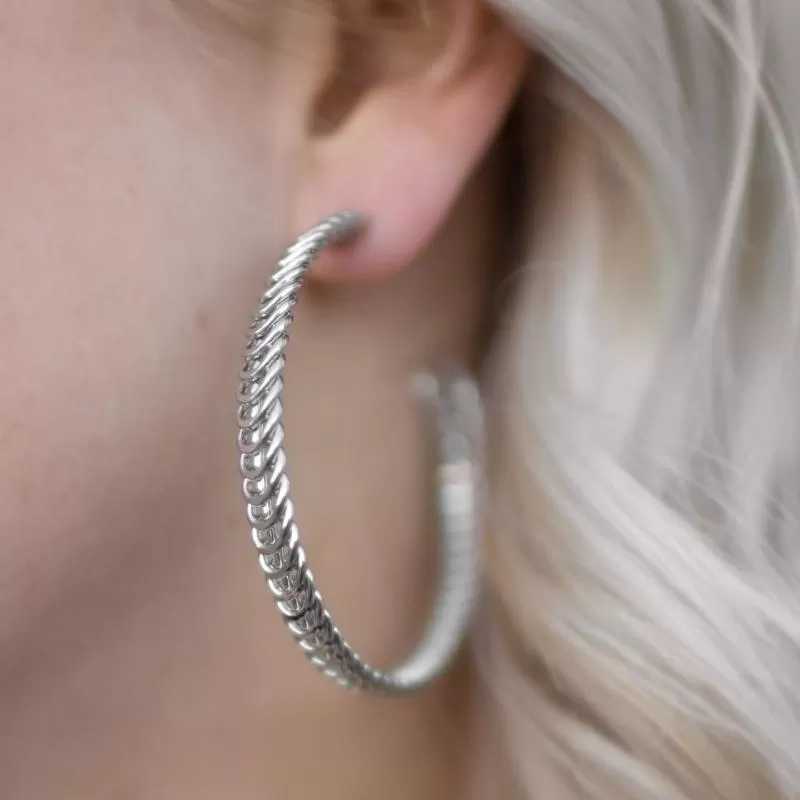 Wind It Up Silver Hoop Earrings