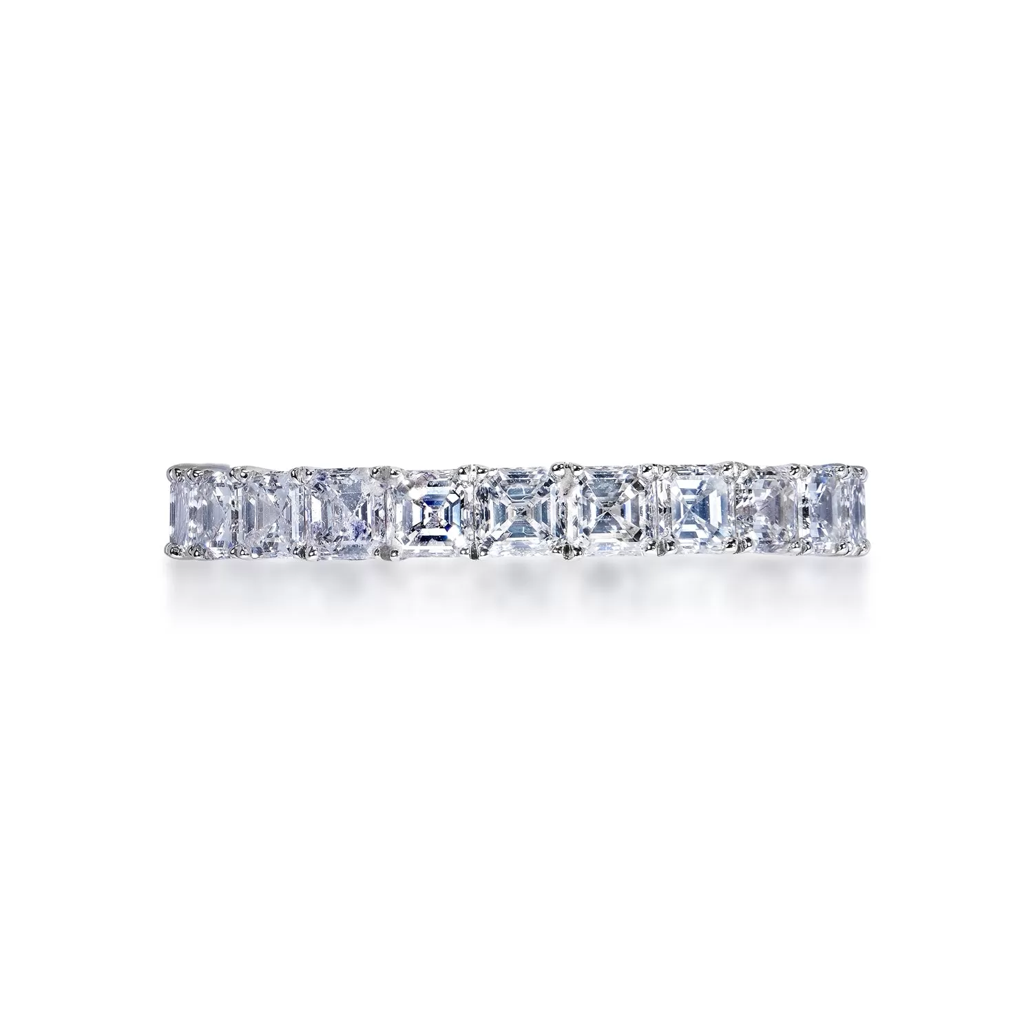 Winnie 3 Carat Asscher Cut Diamond Eternity Band in 18k White Gold Shared Prong