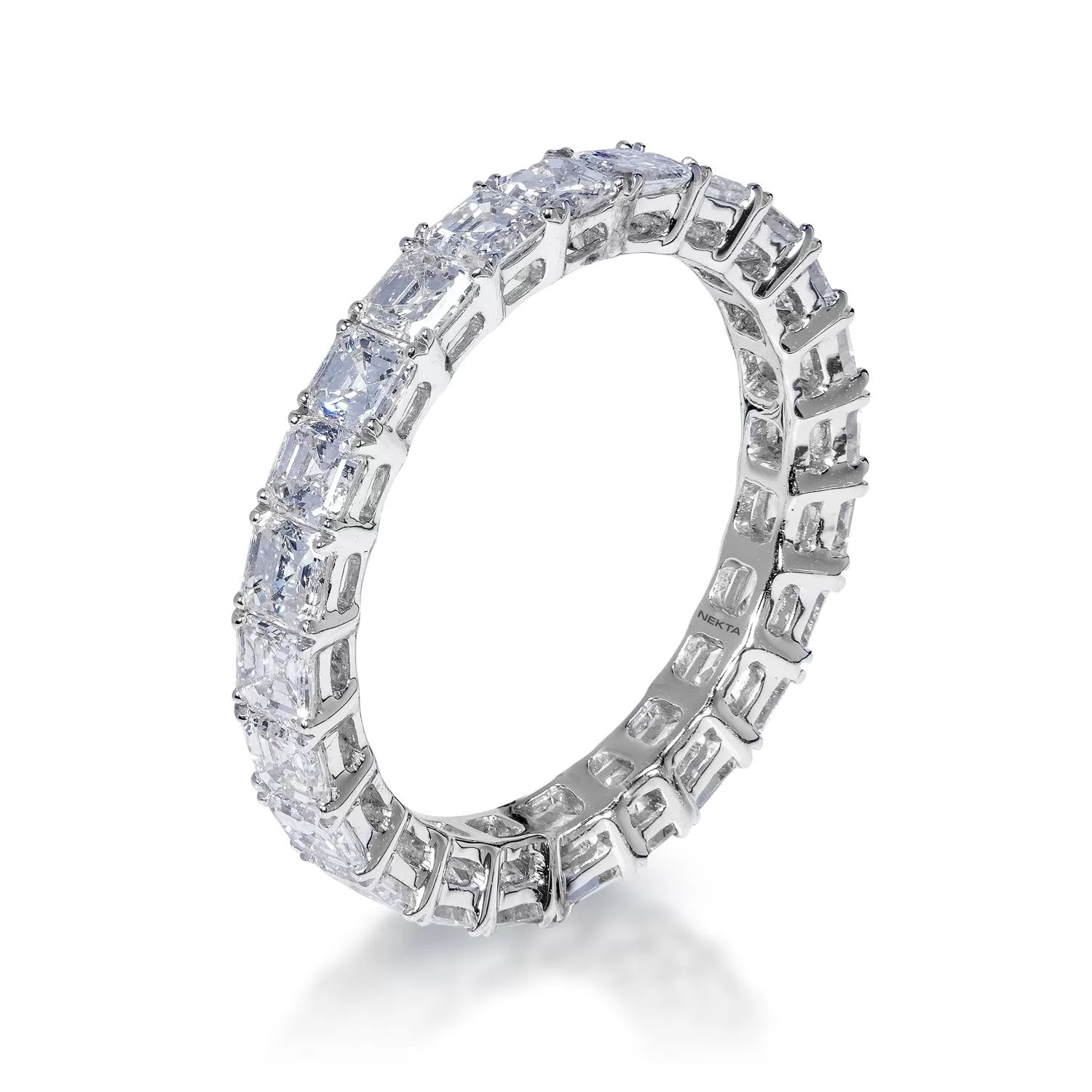 Winnie 3 Carat Asscher Cut Diamond Eternity Band in 18k White Gold Shared Prong