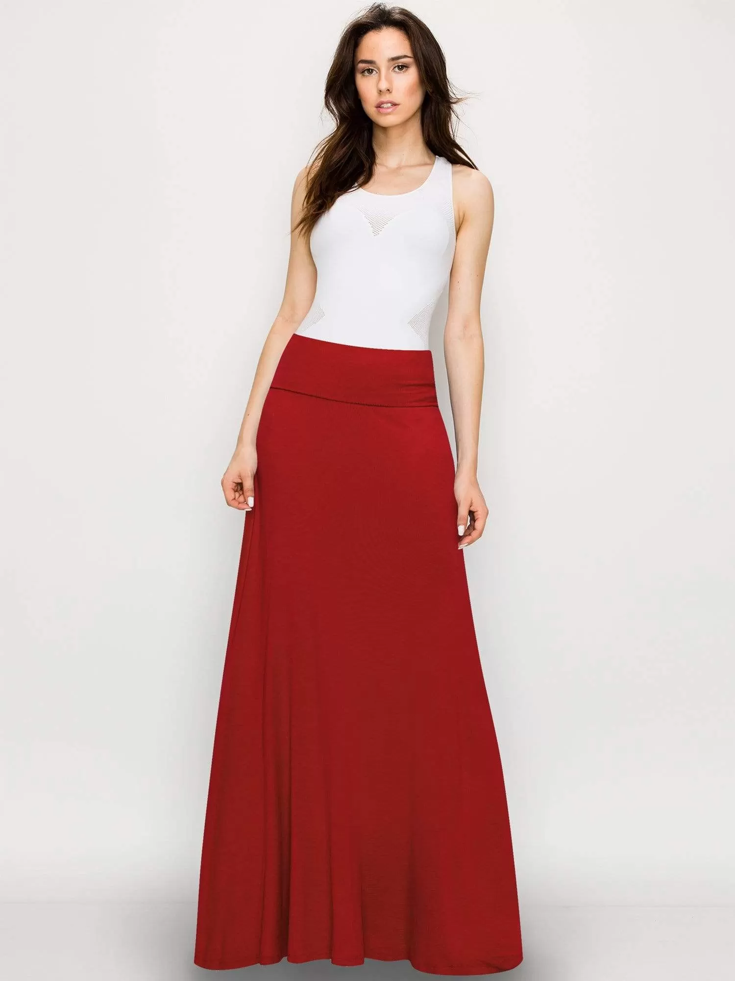 Womens Fold-Over Maxi Skirt