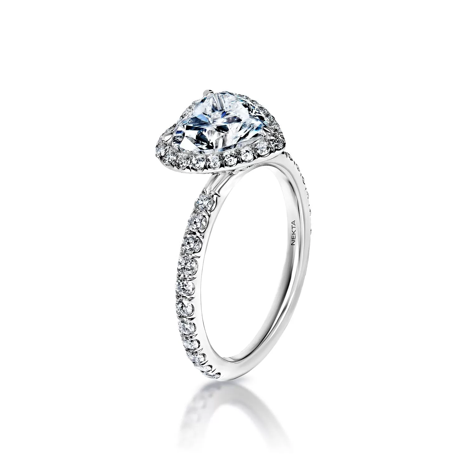 Yaretzi 3 Carat F SI2 Heart Shape Diamond Engagement Ring in Platinum. GIA Certified. By Mike Nekta